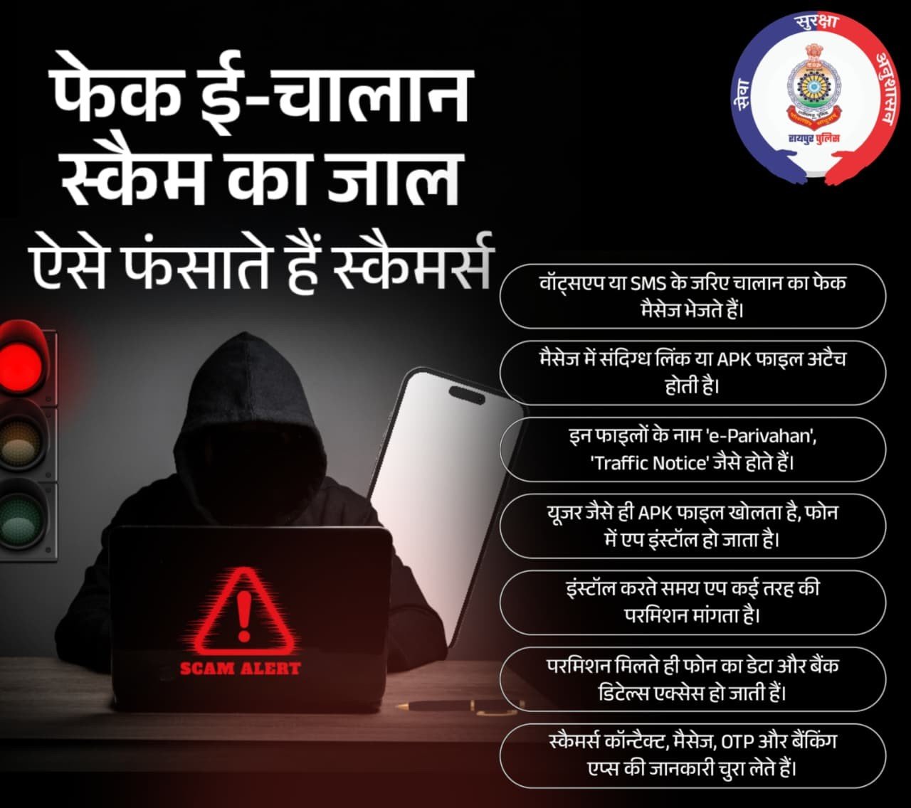 Raipur News : सावधान! RTO E-CHALLAN.apk फाइल बना सकती है आपको कंगाल, रायपुर पुलिस ने जारी की एडवाइजरी